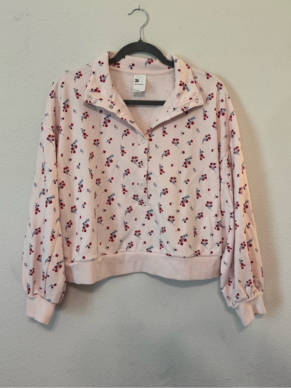 all in motion Light Pink Floral Snap-Front Pullover